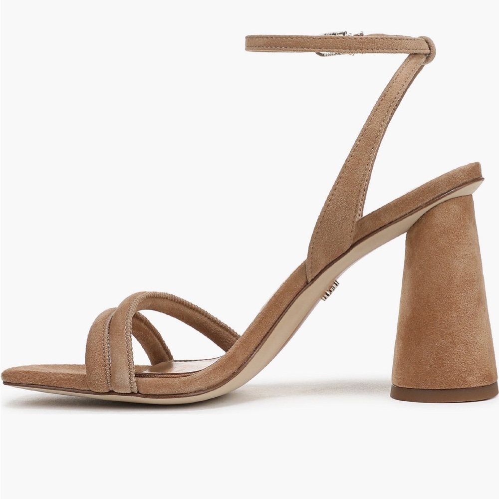 Sam Edelman Kia Strappy Brown Suede Block Heel Sandals - Picture 8 of 15